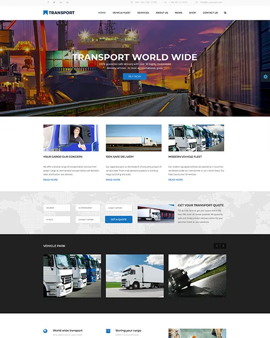 Worldwide Freight homepage preview
