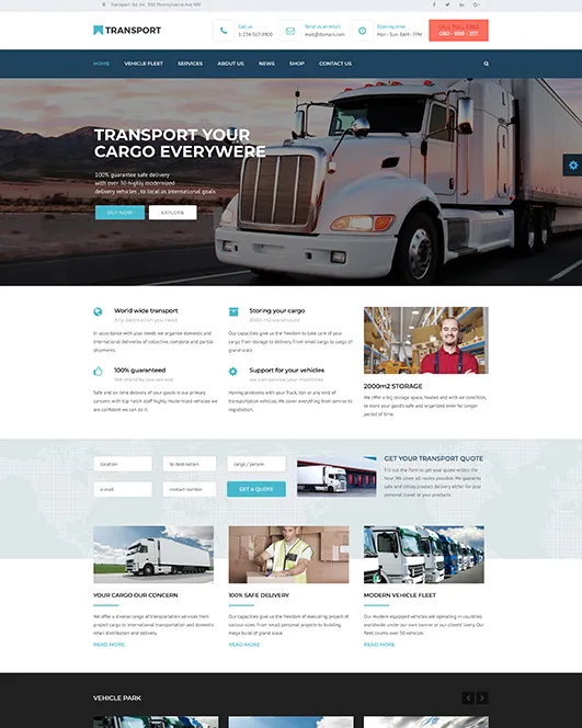 Cargo Transport homepage preview
