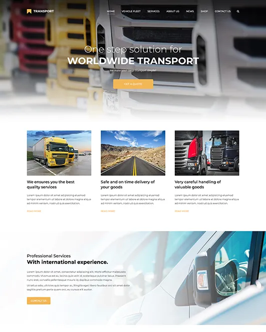 Worldwide Logistics homepage preview